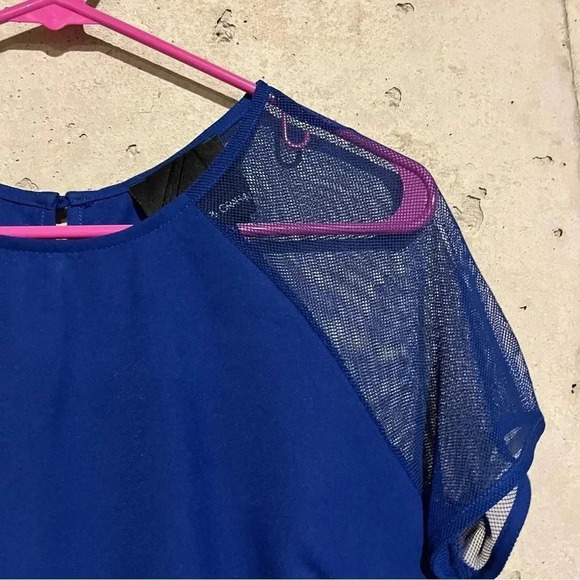 Harlowe And Graham Blouse Womens XS Blue Mesh - Picture 2 of 11